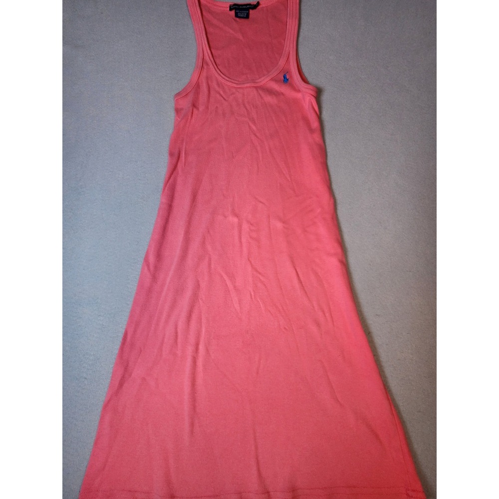 Ralph Lauren Sport Pink Cotton Tank Dress Sleeveless Midi Pony Logo M